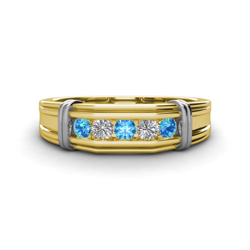 Kevin 0.47 ctw Blue Topaz and Natural Diamond Men Wedding Band (7.80 mm) 