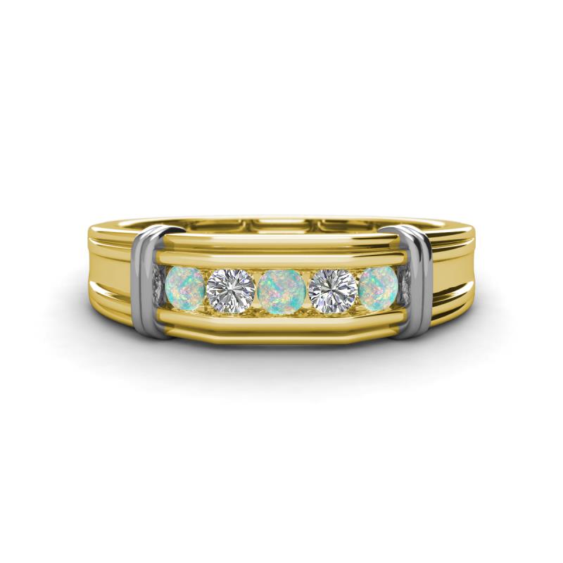 Kevin 0.38 ctw Opal and Natural Diamond Men Wedding Band (7.80 mm) 