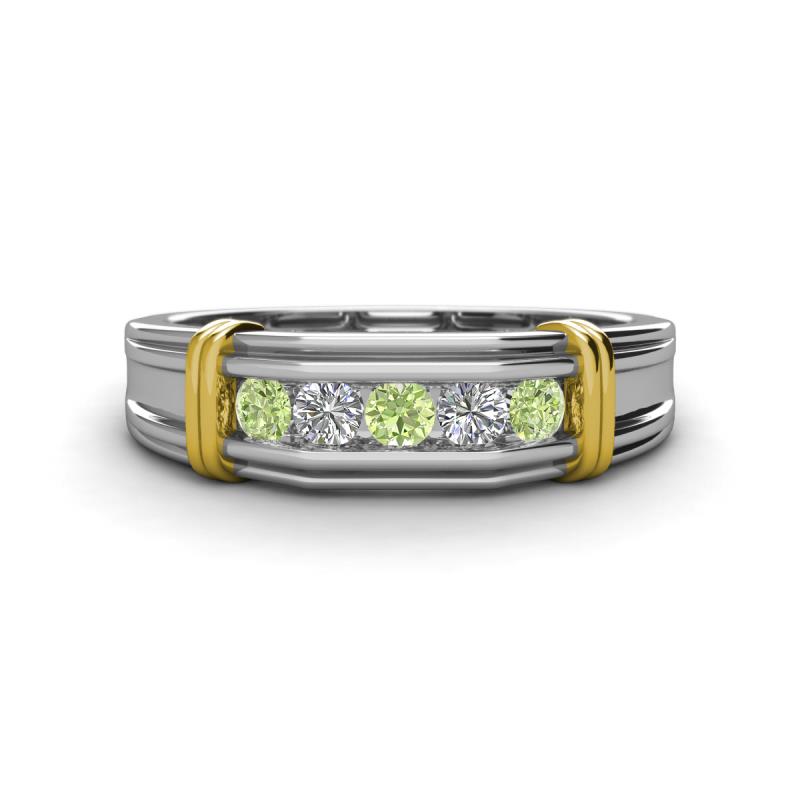 Kevin 0.55 ctw Peridot and Natural Diamond Men Wedding Band (7.80 mm) 