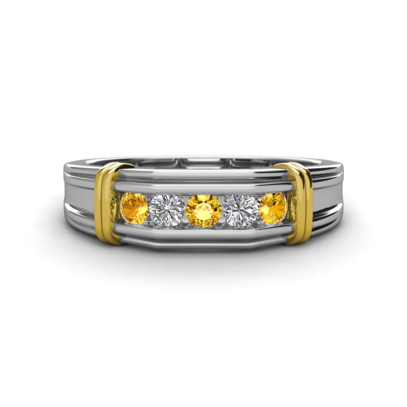 Kevin 0.44 ctw Citrine and Natural Diamond Men Wedding Band (7.80 mm) 