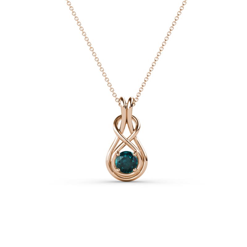 Amanda 3.00 mm Round London Blue Topaz Solitaire Infinity Love Knot Pendant Necklace 