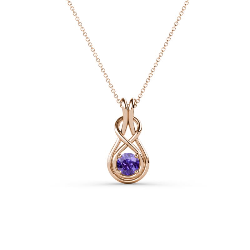Amanda 3.00 mm Round Iolite Solitaire Infinity Love Knot Pendant Necklace 