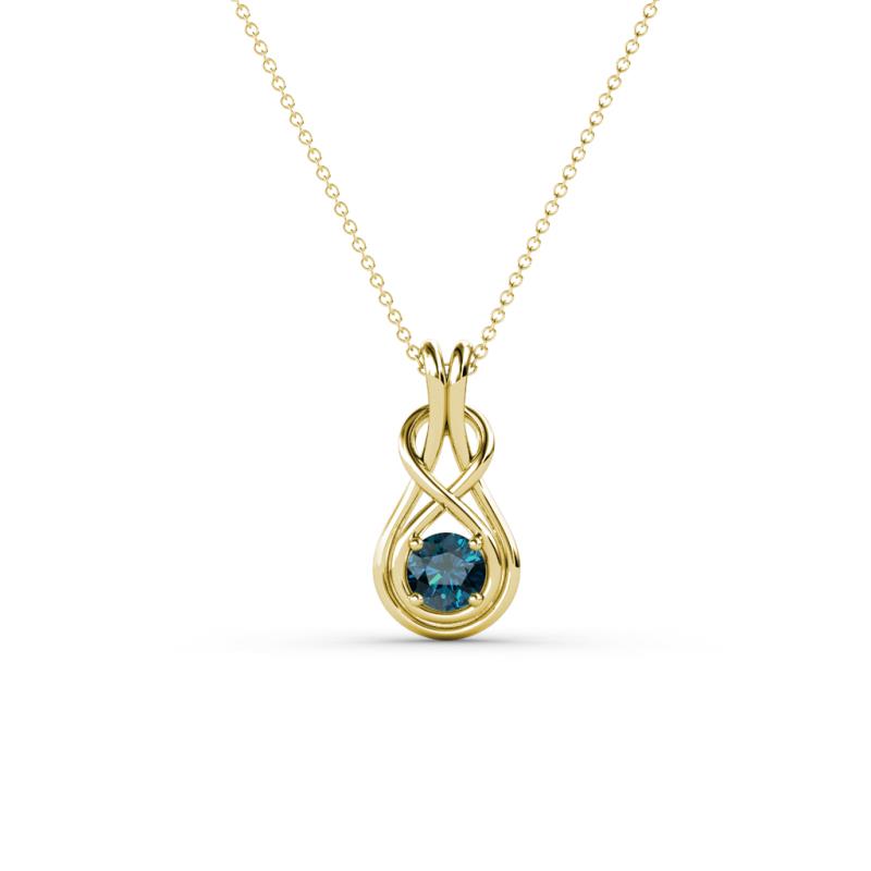 Amanda 3.00 mm Round Blue Diamond Solitaire Infinity Love Knot Pendant Necklace 