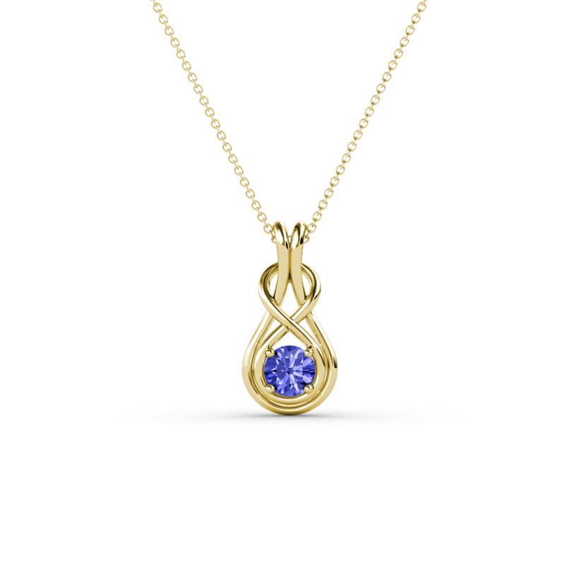 Amanda 3.00 mm Round Tanzanite Solitaire Infinity Love Knot Pendant Necklace 