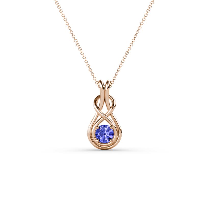Amanda 3.00 mm Round Tanzanite Solitaire Infinity Love Knot Pendant Necklace 