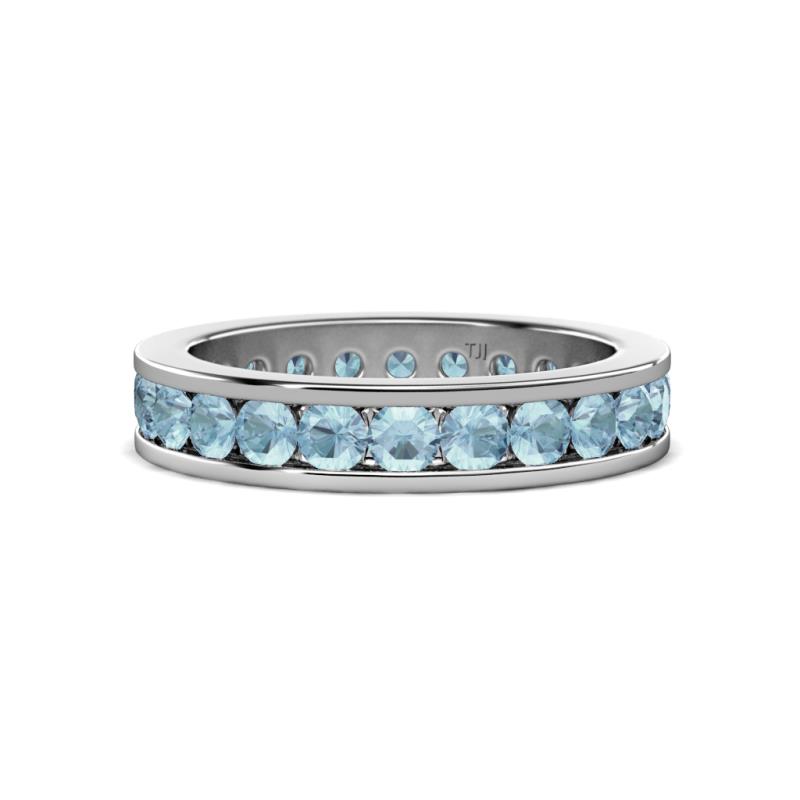 Celina 3.00 mm Round Aquamarine Eternity Band 