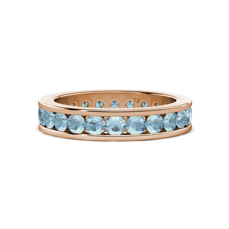 Celina 3.00 mm Round Aquamarine Eternity Band 