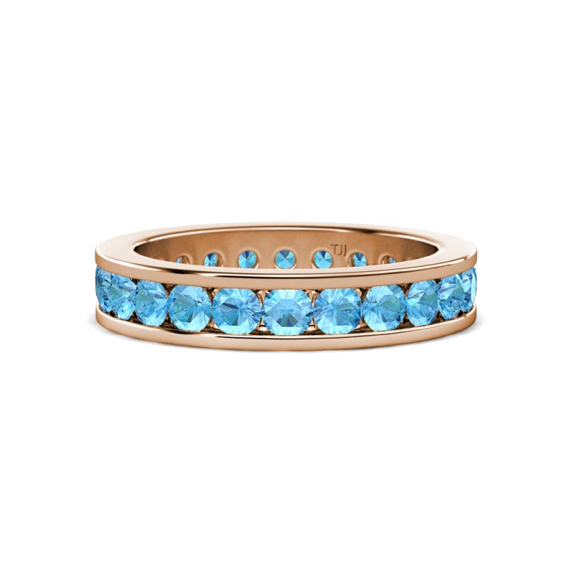 Celina 3.00 mm Round Blue Topaz Eternity Band 