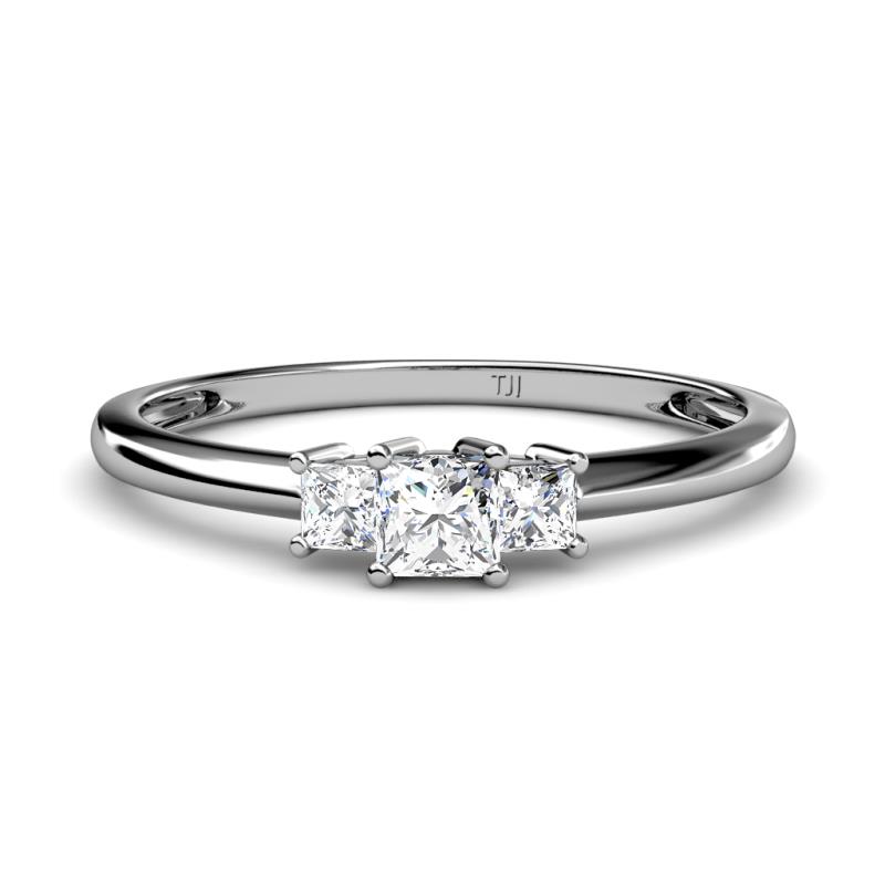 Eadlin Princess Cut Lab Grown Diamond Three Stone Engagement Ring 