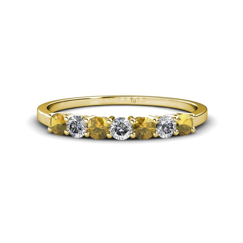 Vivian 3.00 mm Citrine and Diamond 7 Stone Wedding Band 