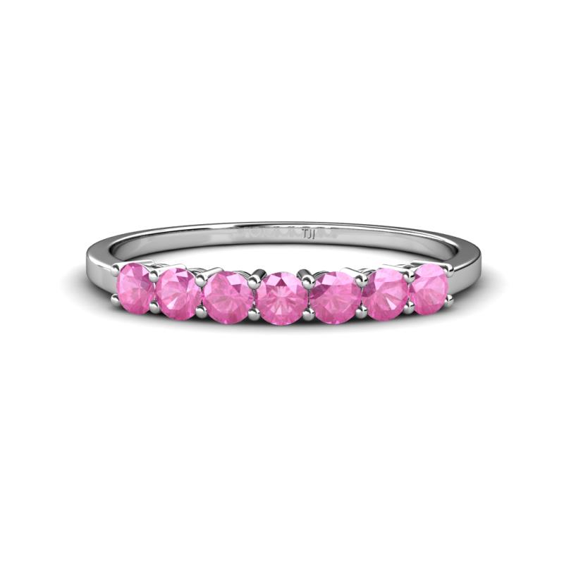 Vivian Pink Sapphire Stone Wedding Band Pink Sapphire ctw Stone Side Gallery Womens Wedding Band Stackable K White Gold
