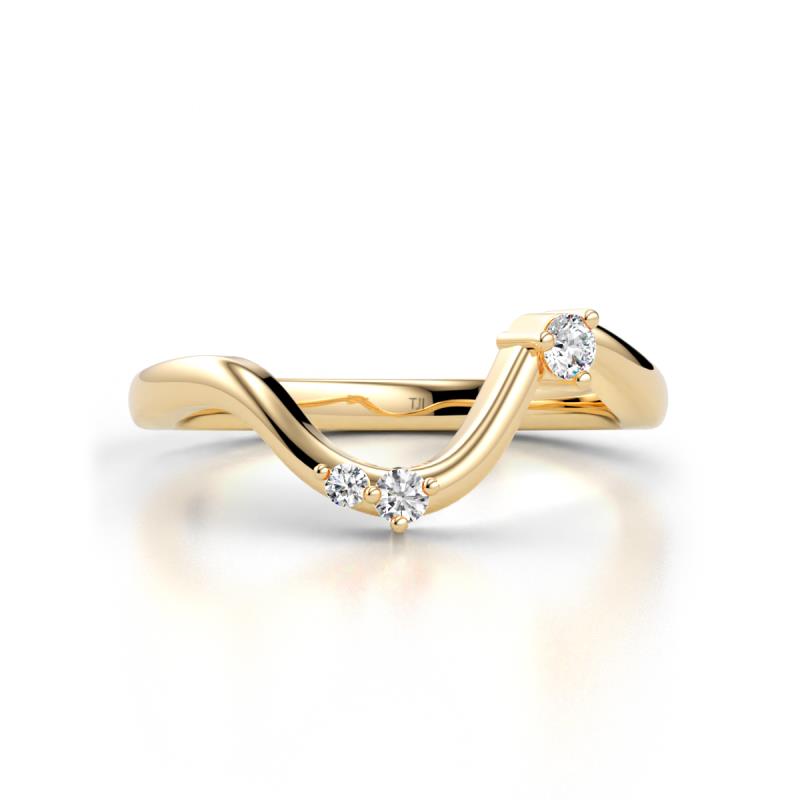 Darya Round Natural Diamond Women Stackable Wave Curved Wedding Band 