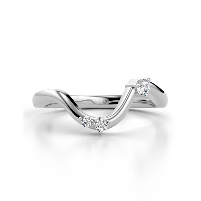 Darya Round Natural Diamond Women Stackable Wave Curved Wedding Band 