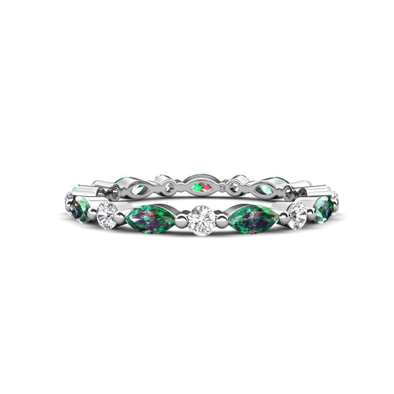 Mira 1.04 ctw Marquise Created Alexandrite and Round Natural Diamond Women Stackable Eternity Band 