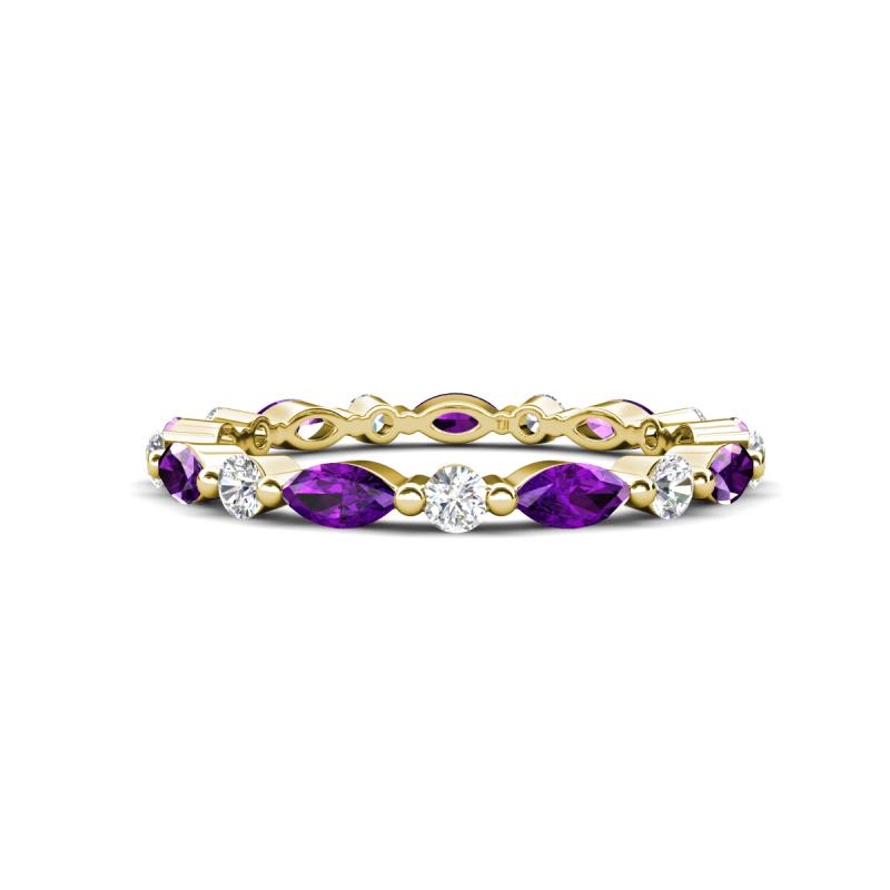 Mira 0.95 ctw Marquise Amethyst and Round Natural Diamond Women Stackable Eternity Band 