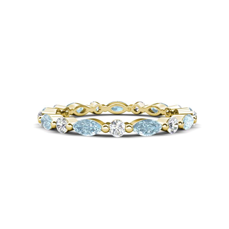 Mira 0.95 ctw Marquise Aquamarine and Round Natural Diamond Women Stackable Eternity Band 