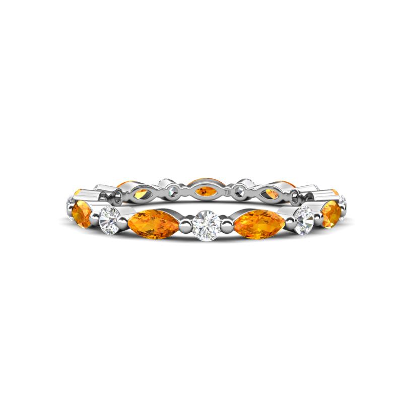 Mira 0.95 ctw Marquise Citrine and Round Natural Diamond Women Stackable Eternity Band 