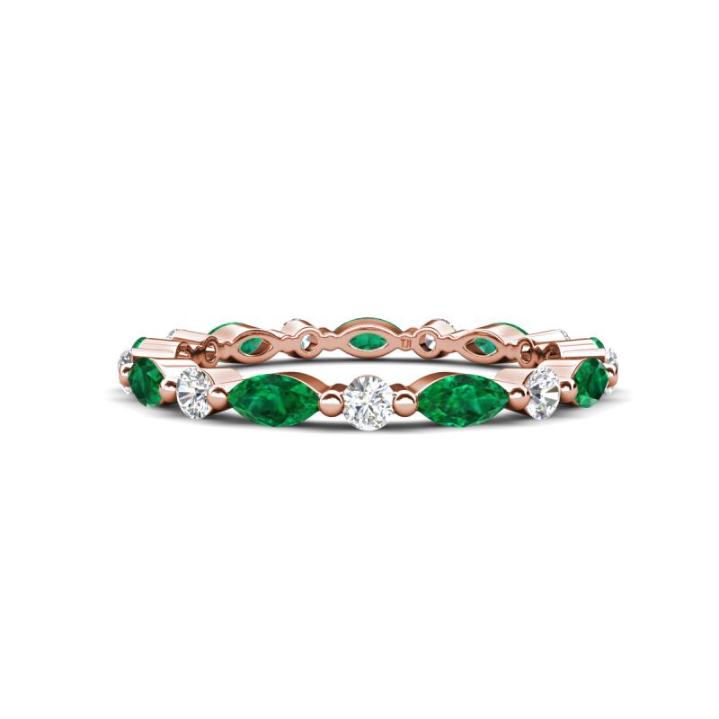 Mira 0.95 ctw Marquise Emerald and Round Natural Diamond Women Stackable Eternity Band 