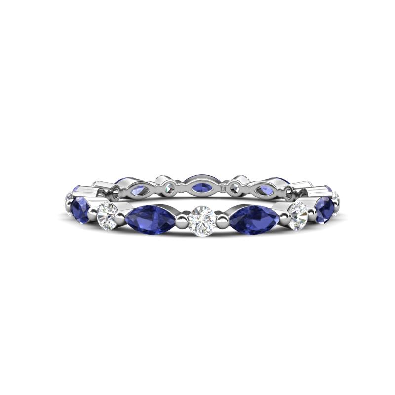 Mira 0.95 ctw Marquise Iolite and Round Natural Diamond Women Stackable Eternity Band 