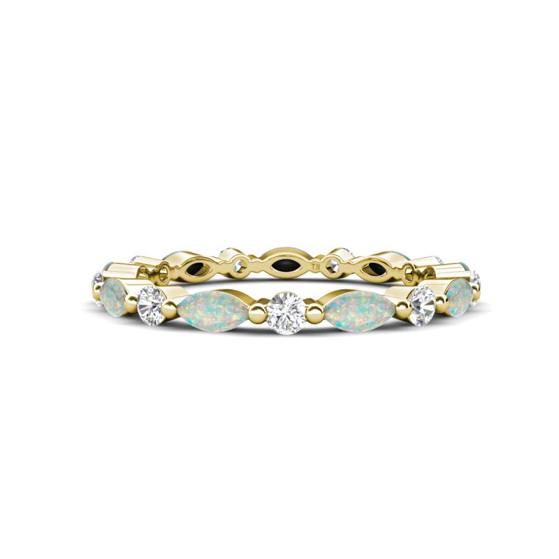 Mira 0.86 ctw Marquise Opal and Round Natural Diamond Women Stackable Eternity Band 