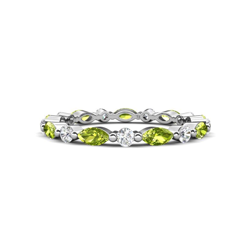 Mira 1.04 ctw Marquise Peridot and Round Natural Diamond Women Stackable Eternity Band 
