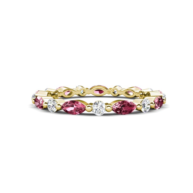Mira 0.95 ctw Marquise Pink Tourmaline and Round Natural Diamond Women Stackable Eternity Band 