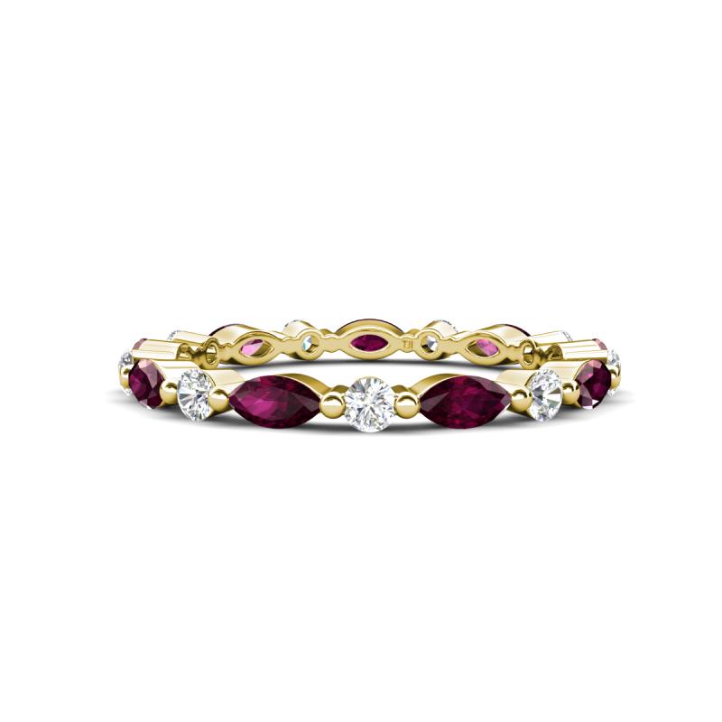 Mira 1.22 ctw Marquise Rhodolite Garnet and Round Natural Diamond Women Stackable Eternity Band 