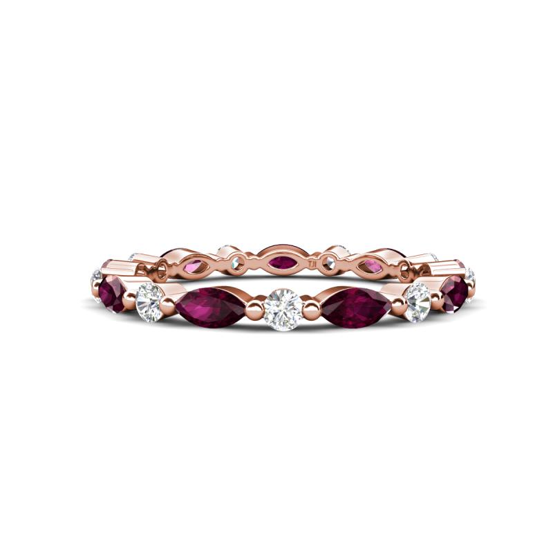 Mira 1.22 ctw Marquise Rhodolite Garnet and Round Natural Diamond Women Stackable Eternity Band 