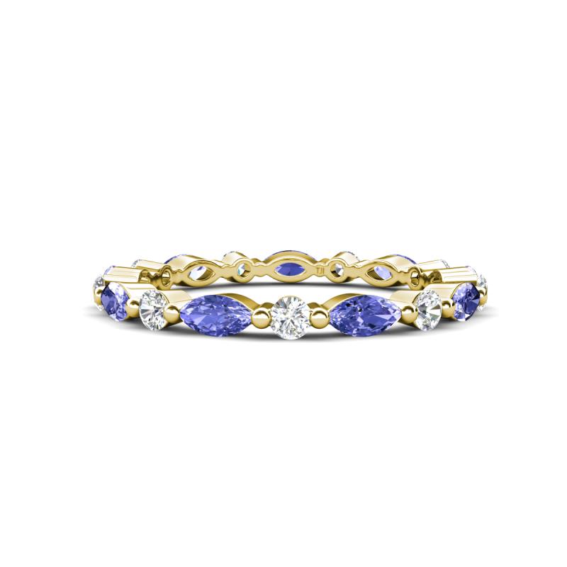 Mira 0.95 ctw Marquise Tanzanite and Round Natural Diamond Women Stackable Eternity Band 