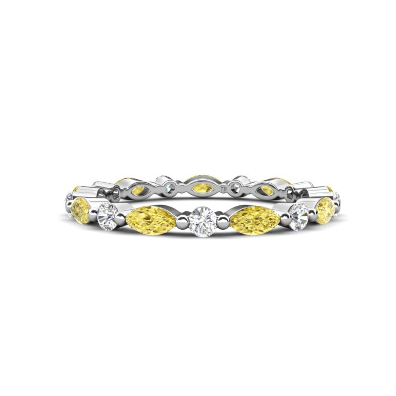 Mira 1.04 ctw Marquise Yellow Sapphire and Round Natural Diamond Women Stackable Eternity Band 