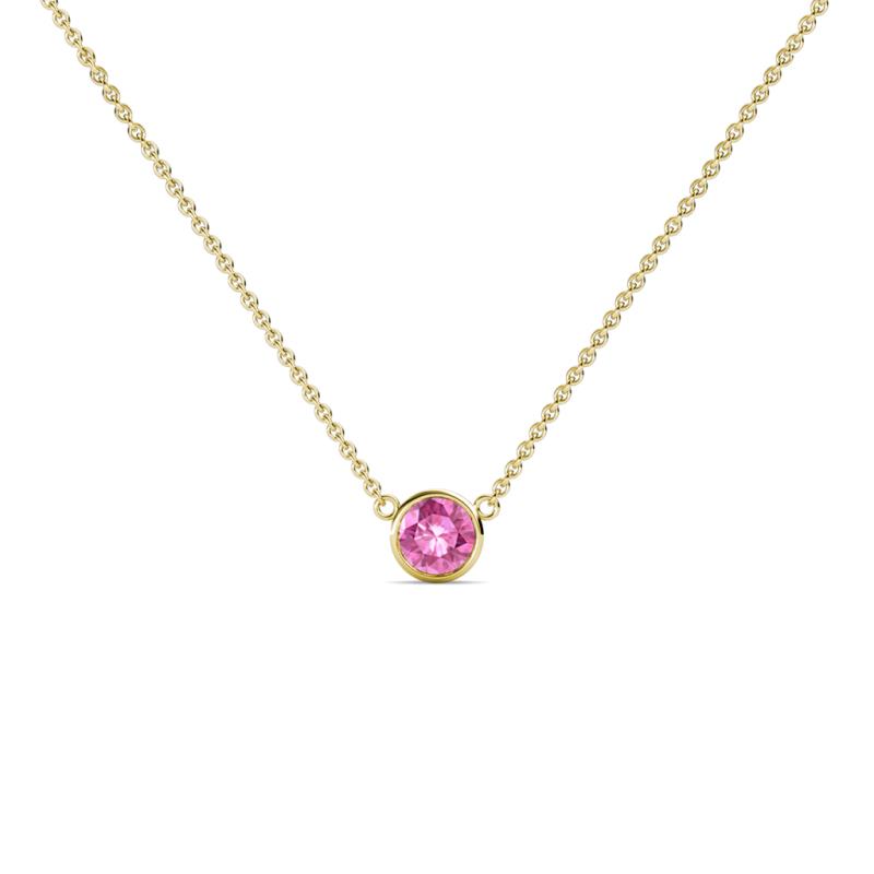 Merilyn 3.00 mm Round Pink Sapphire Bezel Set Solitaire Pendant 