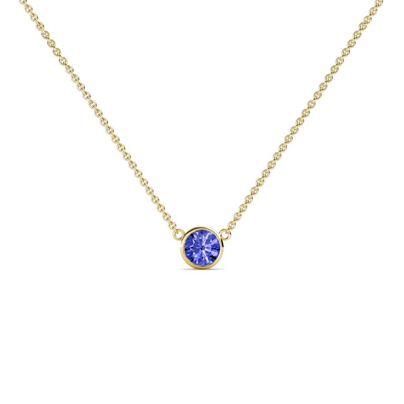 Merilyn 3.00 mm Round Tanzanite Bezel Set Solitaire Pendant 