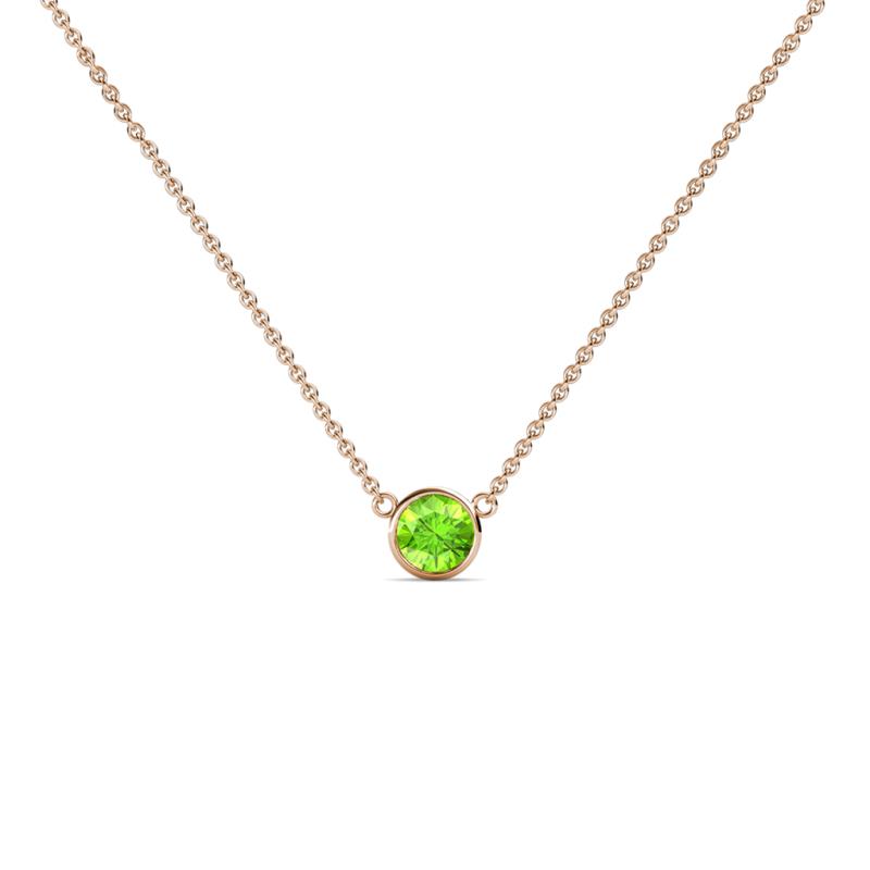 Merilyn 3.00 mm Round Peridot Bezel Set Solitaire Pendant 