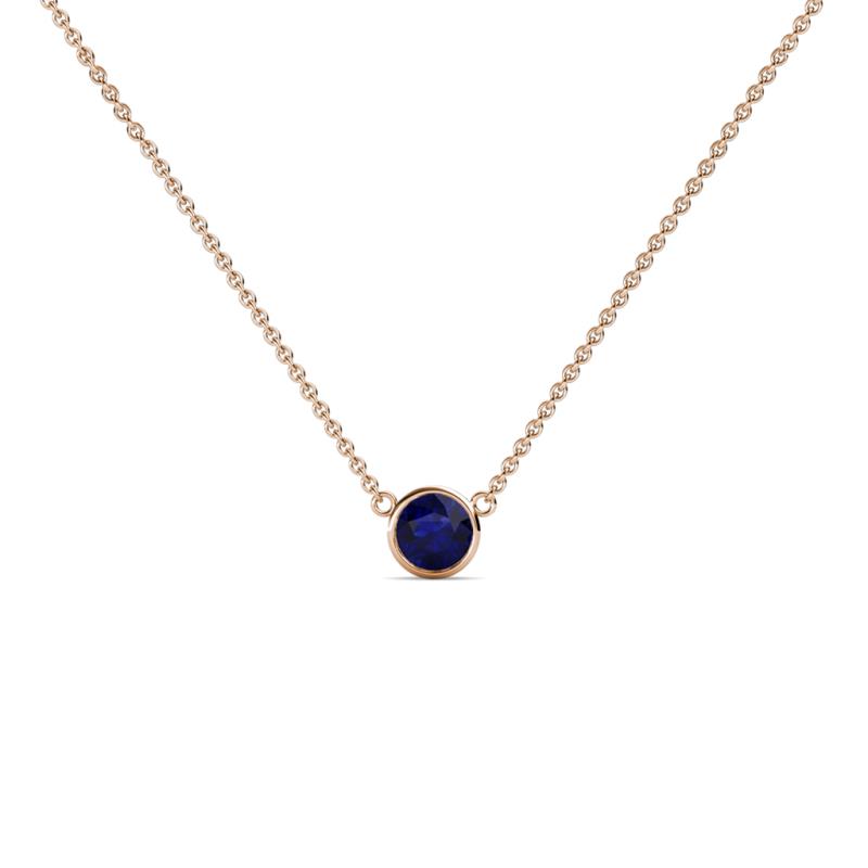 Merilyn 3.40 mm Round Blue Sapphire Bezel Set Solitaire Pendant 