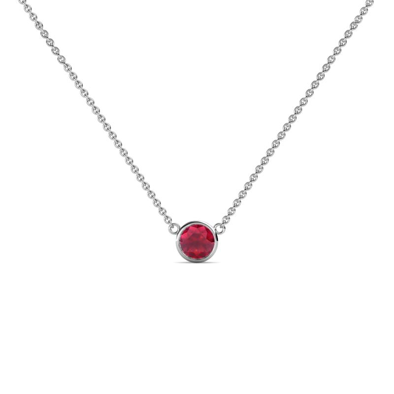 Merilyn 3.40 mm Round Ruby Bezel Set Solitaire Pendant 