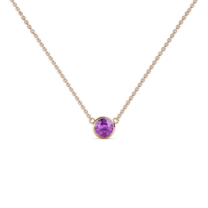Merilyn 3.40 mm Round Amethyst Bezel Set Solitaire Pendant 