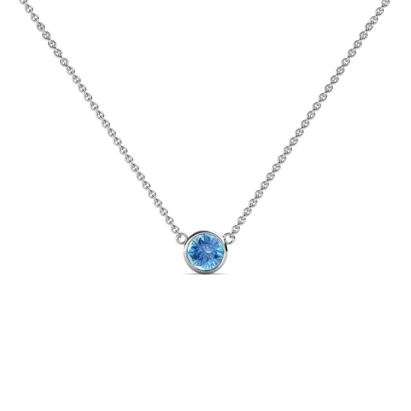 Merilyn 3.40 mm Round Blue Topaz Bezel Set Solitaire Pendant 