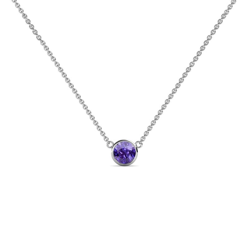 Merilyn 3.40 mm Round Iolite Bezel Set Solitaire Pendant 