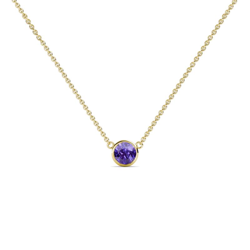 Merilyn 3.40 mm Round Iolite Bezel Set Solitaire Pendant 