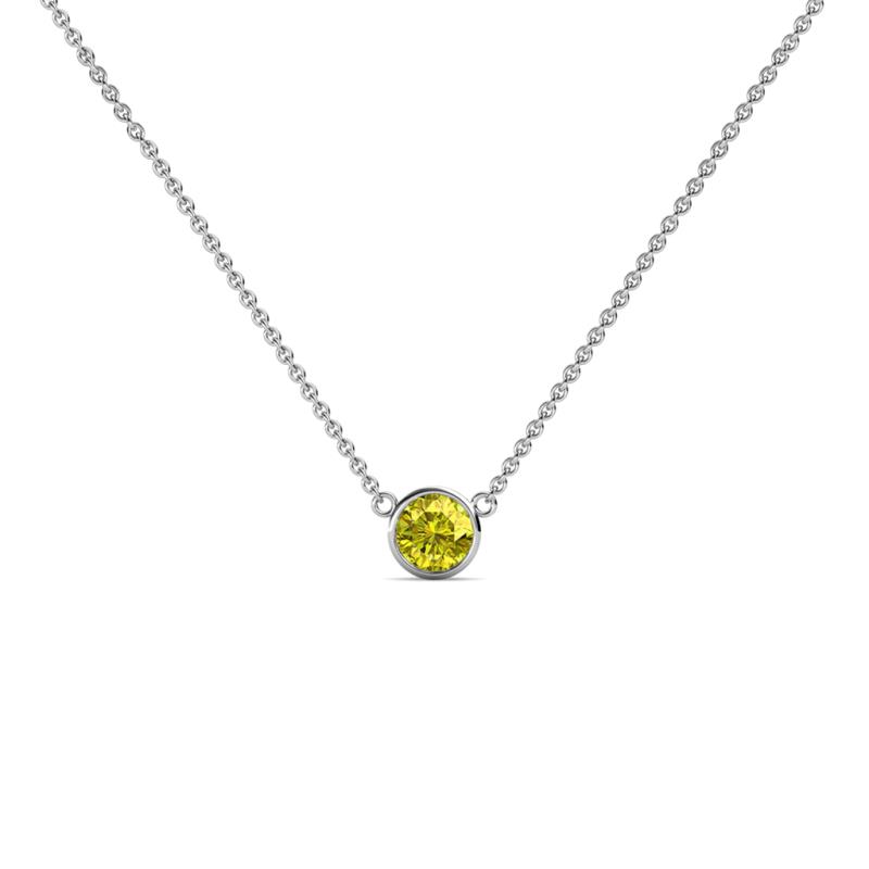 Merilyn 3.40 mm Round Yellow Diamond Bezel Set Solitaire Pendant 