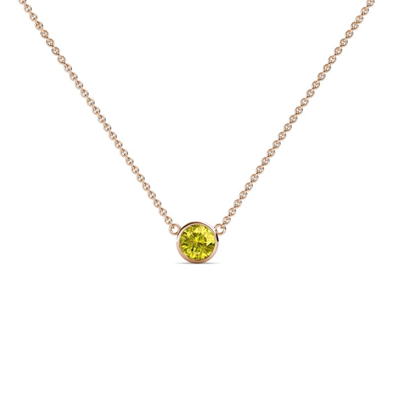 Merilyn 3.40 mm Round Yellow Diamond Bezel Set Solitaire Pendant 