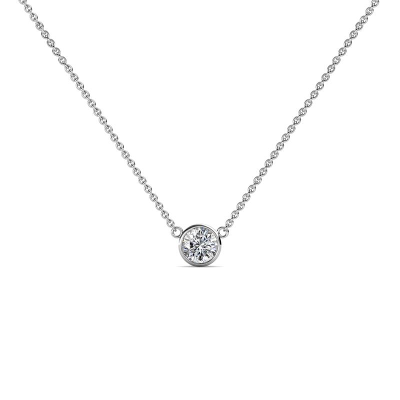 Merilyn 3.40 mm Round Lab Grown Diamond Bezel Set Solitaire Pendant 
