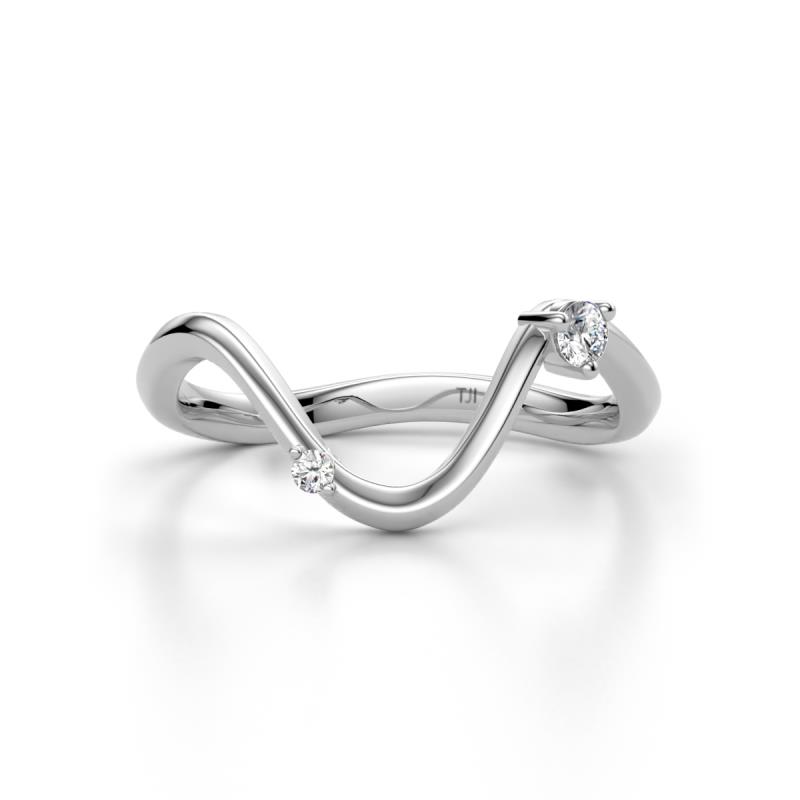 Oceara Round Lab Grown Diamond Women Stackable Wave Curved Wedding Band 