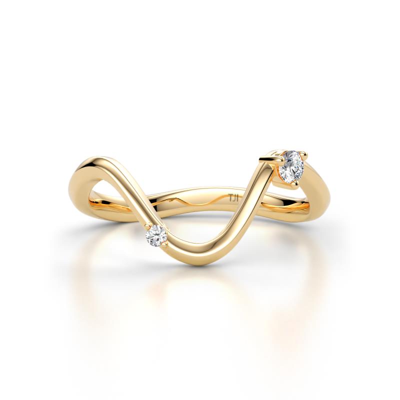 Oceara Round Natural Diamond Women Stackable Wave Curved Wedding Band 