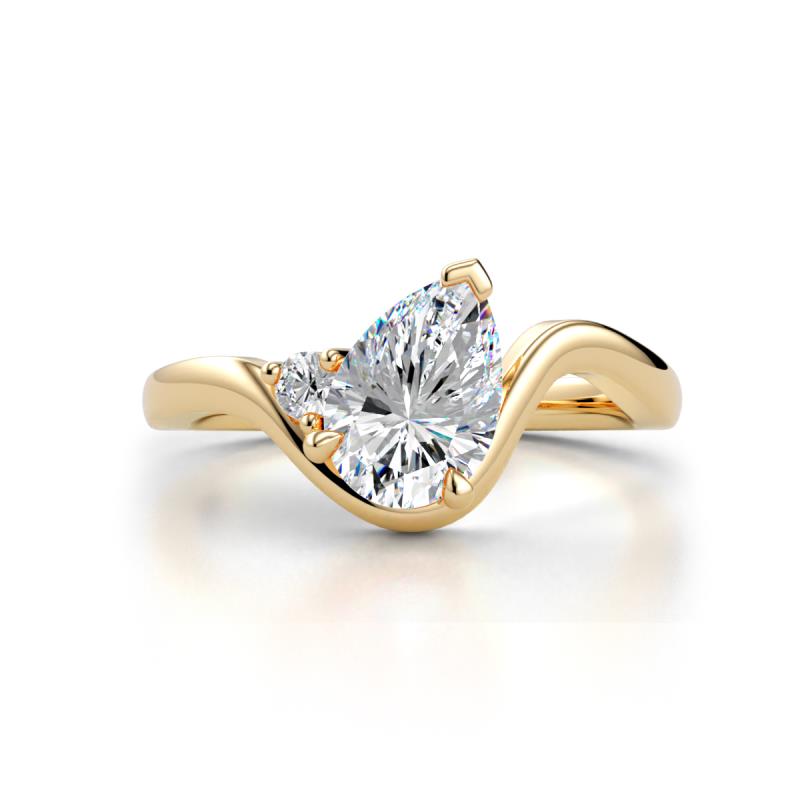 Darya 1.06 ctw GIA Certified Pear Shape Natural Diamond (8 x 5 mm) accented Round Natural Diamond Women Solitaire Plus Wave Engagement Ring 