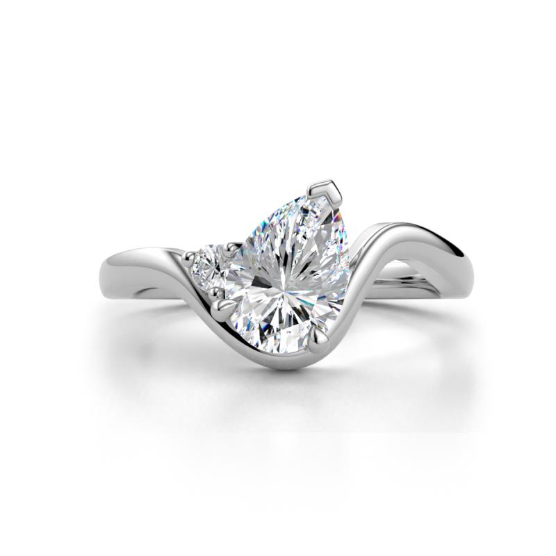 Darya 1.06 ctw IGI Certified Pear Shape Lab Grown Diamond (8 x 5 mm) accented Round Lab Grown Diamond Women Solitaire Plus Engagement Ring 