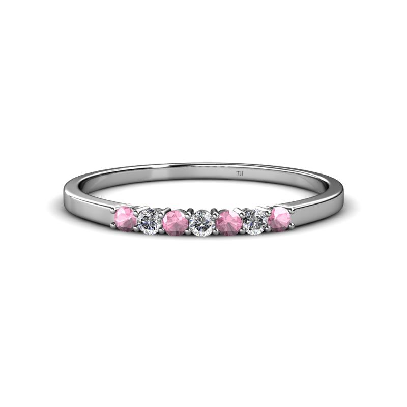 Vivian 2.10 mm Pink Tourmaline and Diamond Wedding Band 
