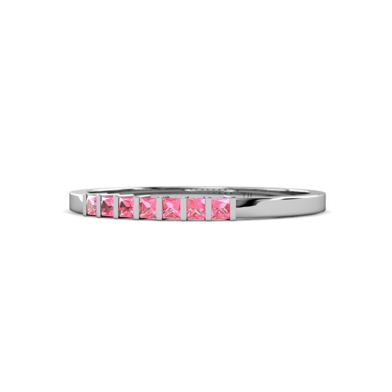 Abila 0.35 ctw (2.00 mm) Princess Cut Pink Tourmaline 7 Stone Wedding Band 