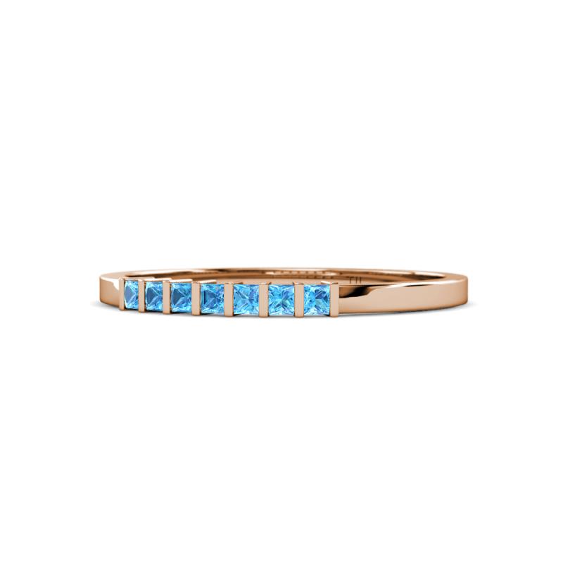 Abila 0.39 ctw (2.00 mm) Princess Cut Blue Topaz 7 Stone Wedding Band 