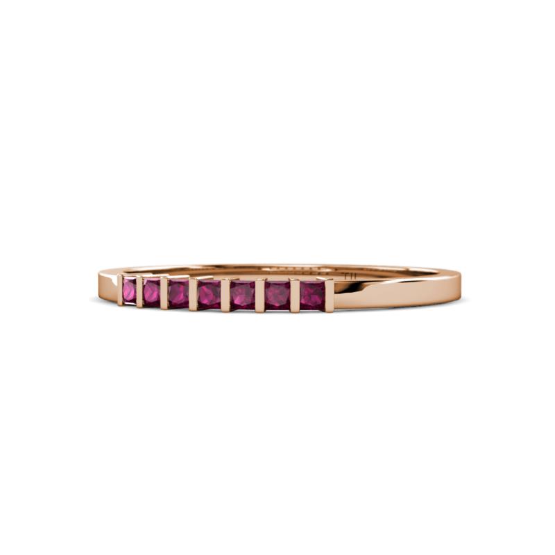 Abila 0.39 ctw (2.00 mm) Princess Cut Rhodolite Garnet 7 Stone Wedding Band 